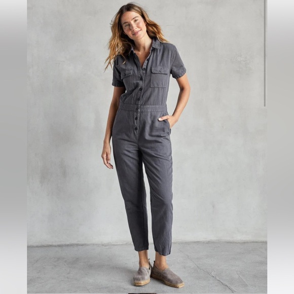 Outerknown SEA suit storm gray utility jumpsuit linen blend size Small NWT - Picture 1 of 14